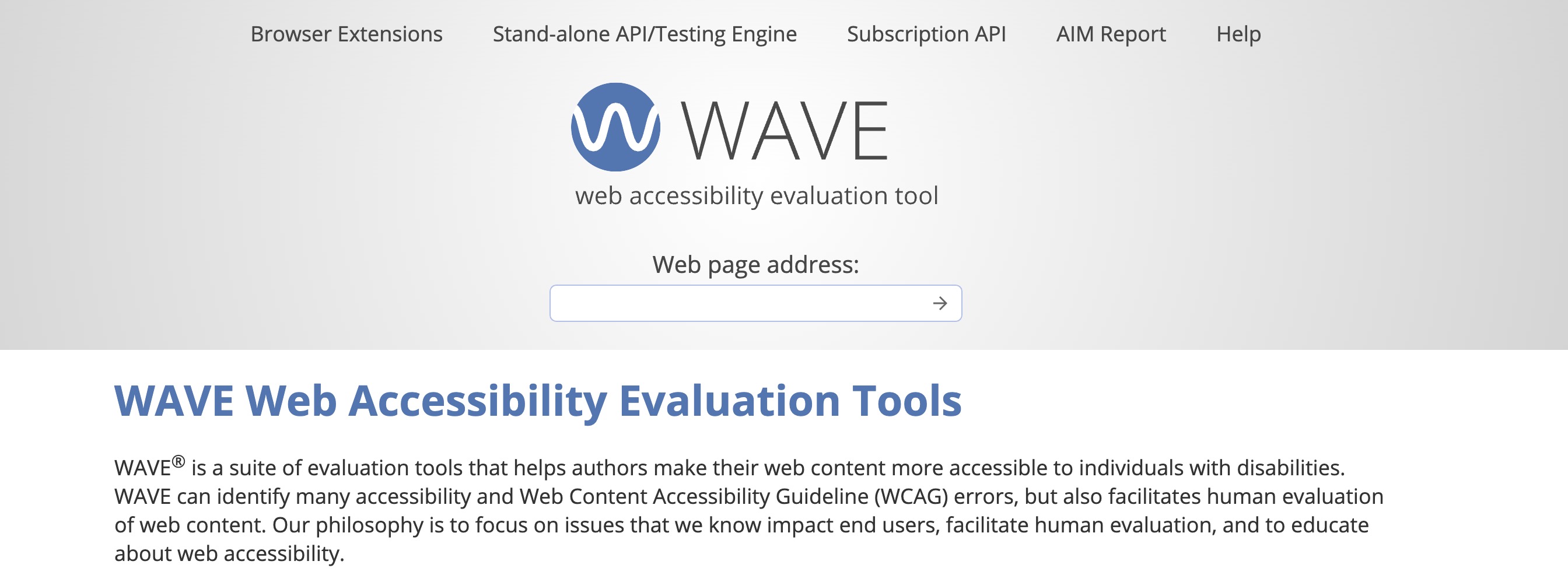 Tool WAVE zur Prüfung der Barrierefreiheit von Websites