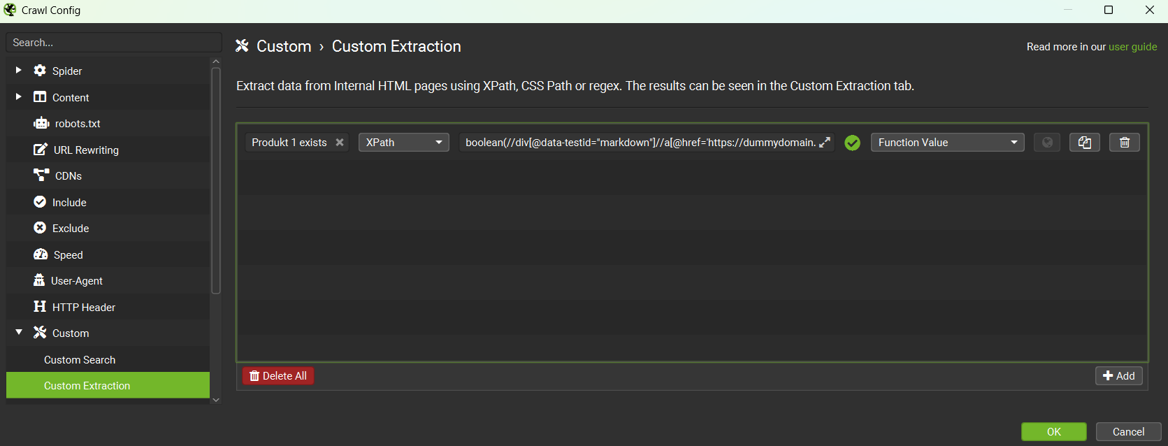 Custom Extraction mit XPath