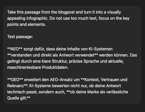 Beispiel für einen Custom KI-Prompt zur Erstellung von Infografiken im Brand Design