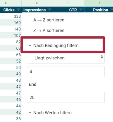 Sie können auch komplexe Filter mithilfe von Bedingungen erstellen.