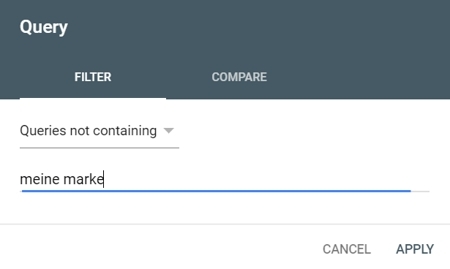 Beispiel für Query-Filter in der Google Search Console.