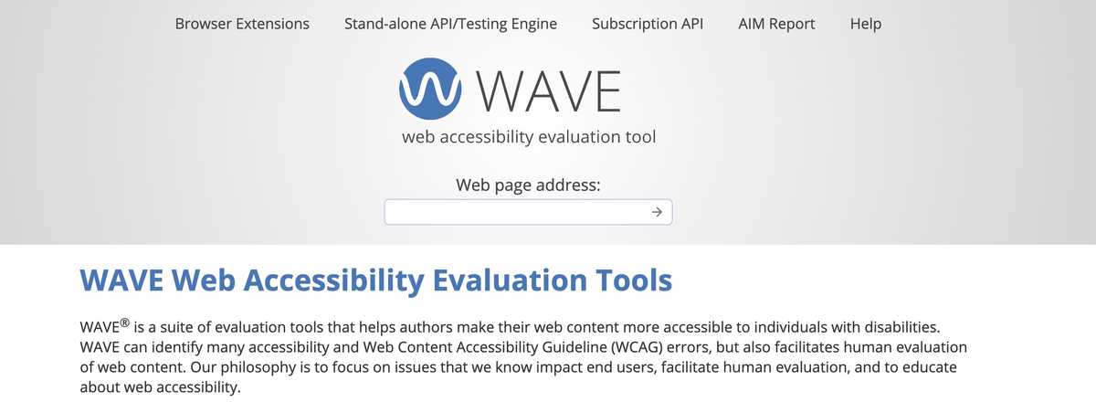 Tool WAVE zur Prüfung der Barrierefreiheit von Websites
